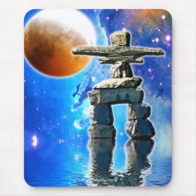 Inukshuk Måne & Space Fantasy Art Mousepad Musmatta (Framsidan)