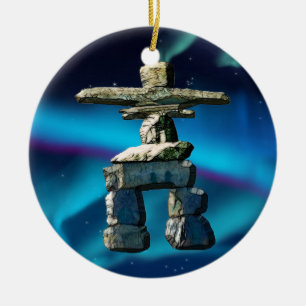 Inukshuk Native American Spirit Stones Julgransprydnad Keramik