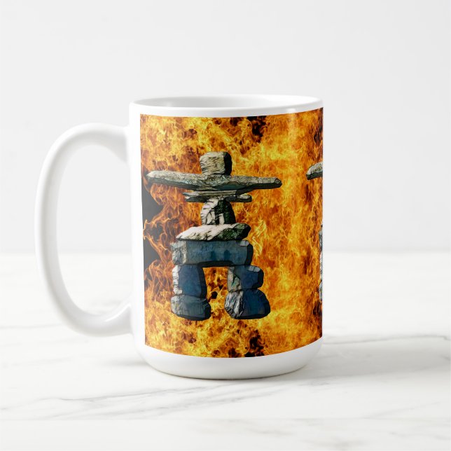 Inukshuk Native American Spirit Stones Kaffemugg (Vänster)