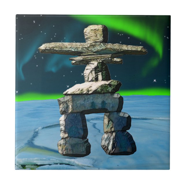 Inukshuk Native American Spirit Stones Kakelplatta (Framsidan)