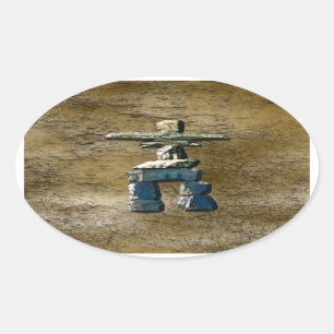 Inukshuk Native American Spirit Stones Ovalt Klistermärke