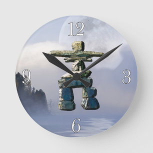Inukshuk & Wilderness Måne Art Clock Rund Klocka