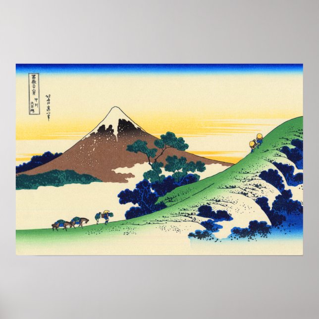 Inume Pass i Kai-provinsen Katsushika Hokusai Poster (Framsidan)