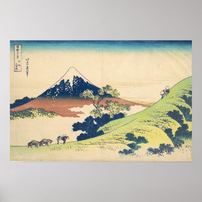 Inume Pass in Kai Hokusai Ukiyo-e Japansk Art Poster (Framsidan)