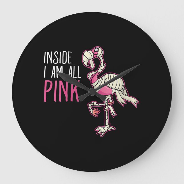 Inuti är jag All Rosa Flamingo | Funny Flamingo Stor Klocka (Framsida)