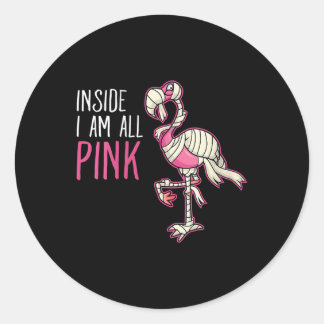 Inuti är jag all Rosa Funny Halloween Flamingo Runt Klistermärke