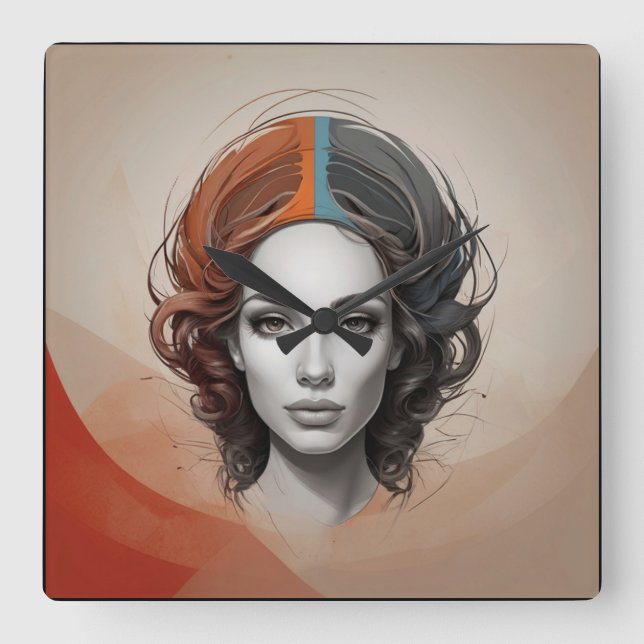 inuti en levande flicka fyrkantig klocka (Framsida)