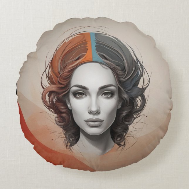 inuti en levande flicka rund kudde (Framsidan)