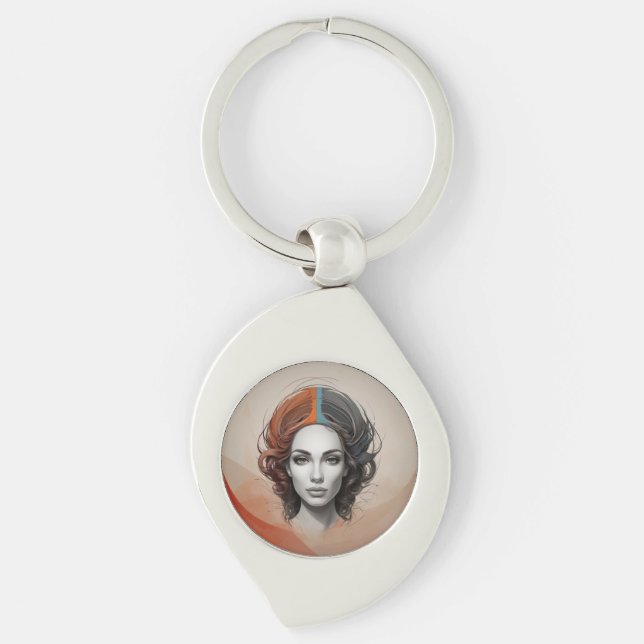 inuti en levande flicka swirl silverfärgad nyckelring (Framsidan)