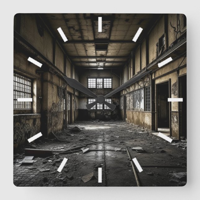 Inuti en övergiven Station Fyrkantig Klocka (Framsida)