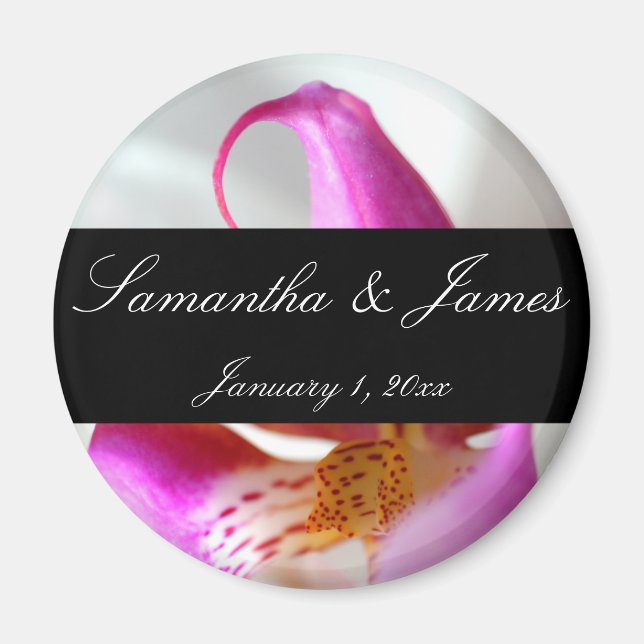 Inuti en vit orkidé personlig bröllopsfest magnet (Framsidan)