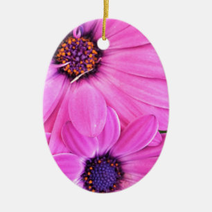 Inuti Rosa Lila Gerbera Daisy Flower Nature Julgransprydnad Keramik