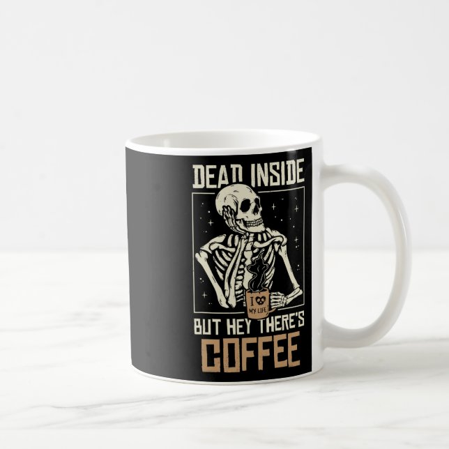 Inuti Skeleton Drinking Coffee Funny Halloween Sk Kaffemugg (Höger)