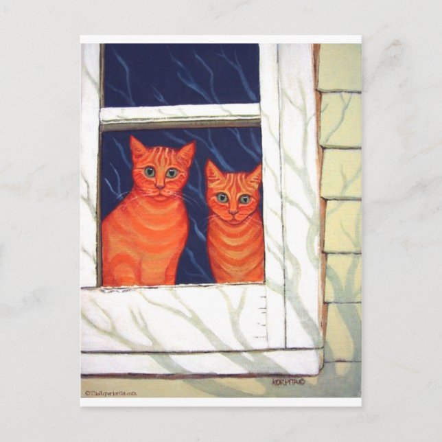 Inuti Tittar ut - Orange Tabby katt Vykort (Framsida)