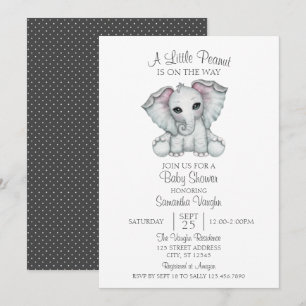 Inv. könsneutral, Elephant Minimalist Baby Shower  Inbjudningar