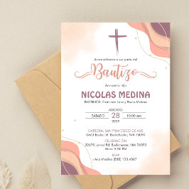 Invacion Bautizo Elegant Minimalist Boho Baptism Inbjudningar