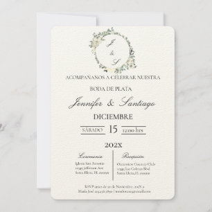 Invación boda de plata inbjudningar