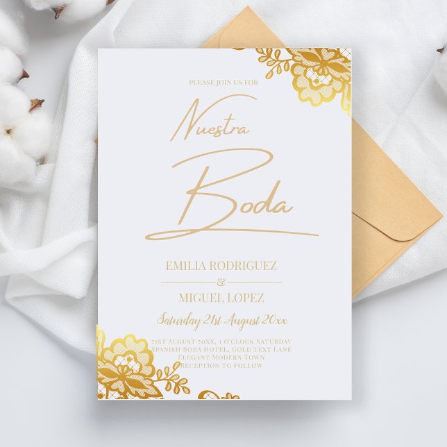 Invación boda encaje dorado elegante prepuesto flygblad (Skapare uppladdad)