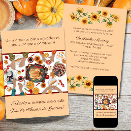 Invación Cena de Acción de Gracias Mesa Familia Inbjudningar