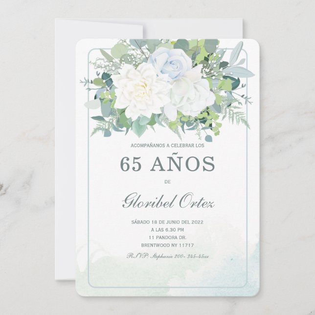 Invación de 65 Años Mujer Inbjudningar (Framsida)