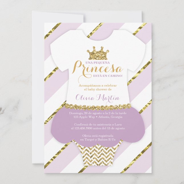 Invación de Baby Shower para una Princes Inbjudningar (Framsida)