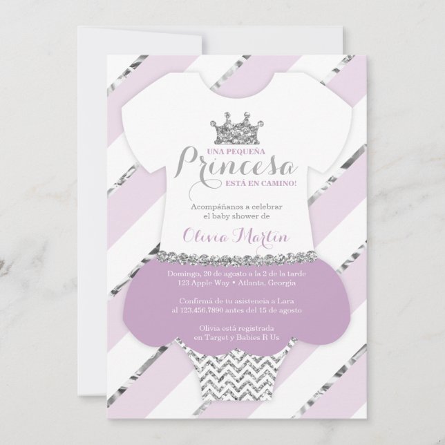 Invación de Baby Shower para una Princes Inbjudningar (Framsida)
