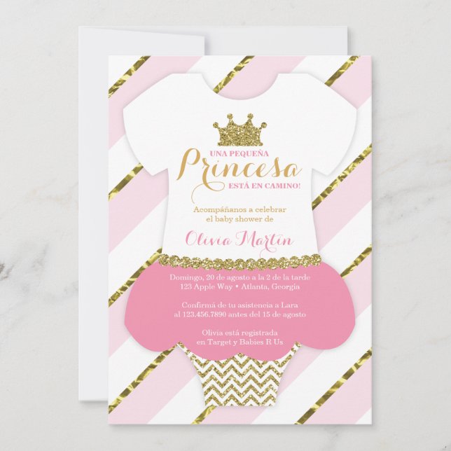 Invación de Baby Shower para una Princes Inbjudningar (Framsida)