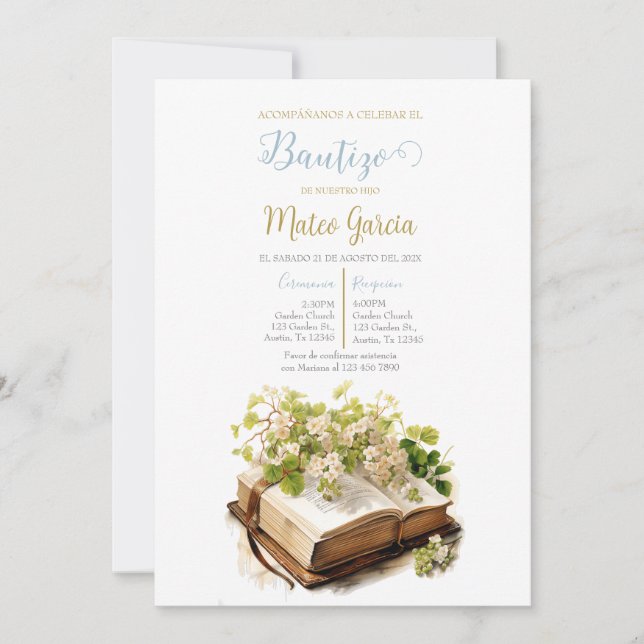 Invación de bautismo con biblia inbjudningar (Framsida)