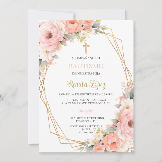 Invacion de bautismo inbjudningar (Framsida)