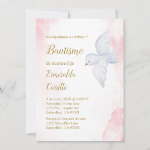 Invación de bautismo para niña con paloma blanca inbjudningar