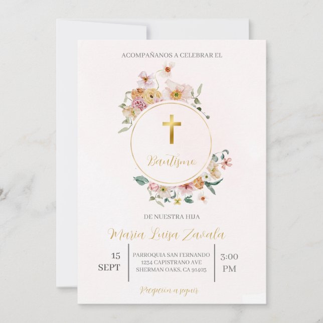 Invación de bautismo para niña inbjudningar (Framsida)