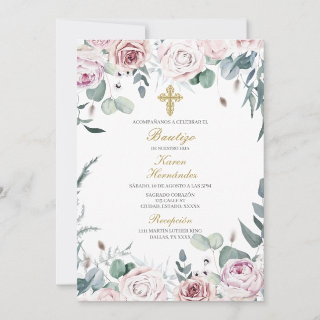 Invación de bautismo para niña inbjudningar (Framsida)