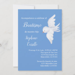 Invación de bautismo para niño con paloma blanca inbjudningar