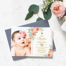 Invación de Bautizo con Rosas de Jardín Inbjudningar