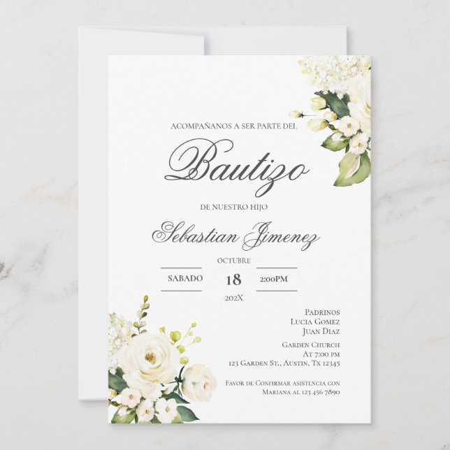 Invación de bautizo en español inbjudningar (Framsida)