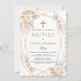 Invacion De Bautizo Pampas Grass Guld Baptism Inbjudningar