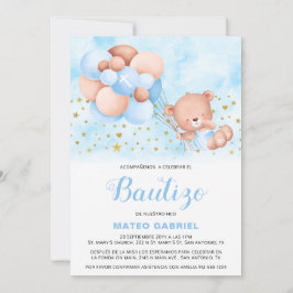 Invación de Bautizo para Niño con Oso Baptism Inbjudningar