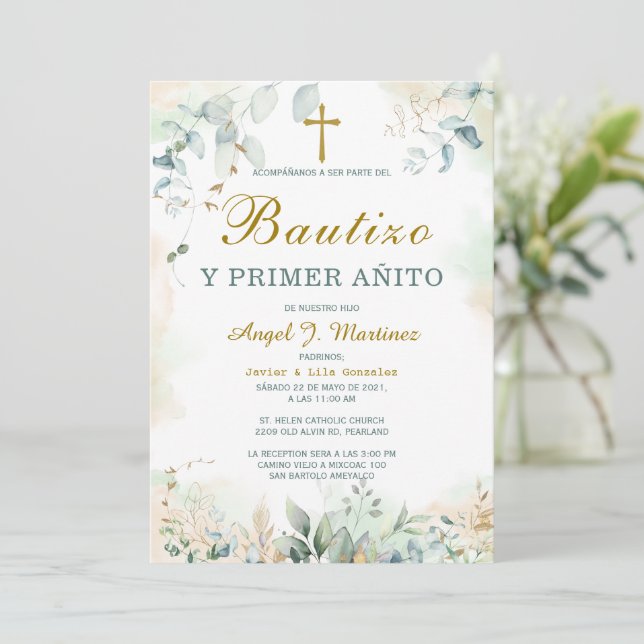 Invación de Bautizo Y Primer Añito Inbjudningar (Stående Fram)