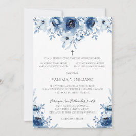 Invación de Boda Catolica Azul Marino Bröllop Inbjudningar