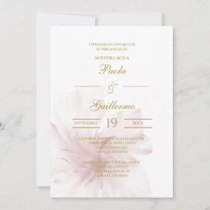 Invación de boda con flor blanca inbjudningar