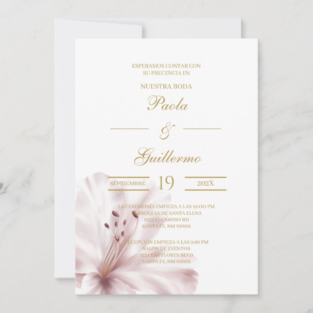 Invación de boda con flor orquídea inbjudningar (Framsida)