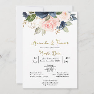 Invación de boda con flores de primavera inbjudningar