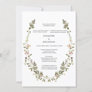 Invacion de boda con ramo de flor silvestre inbjudningar