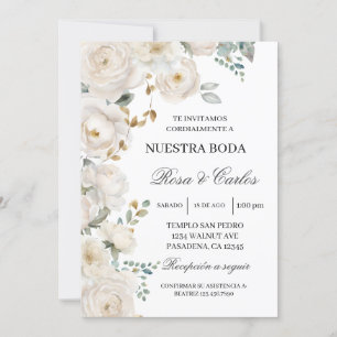 Invacion de boda de flor blanca inbjudningar