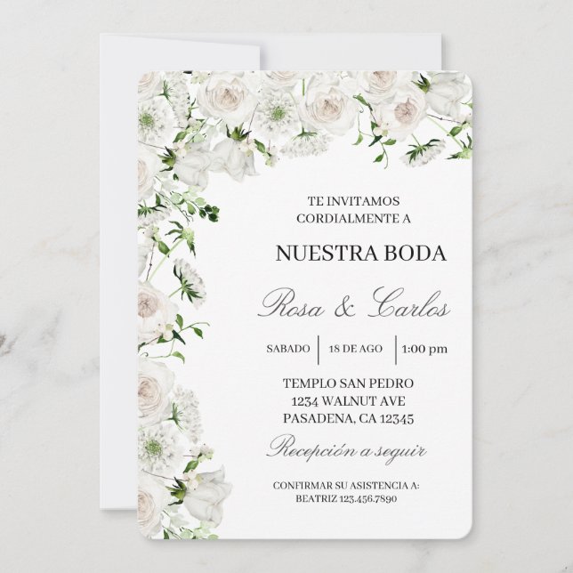 Invacion de boda de flor hortensia inbjudningar (Framsida)