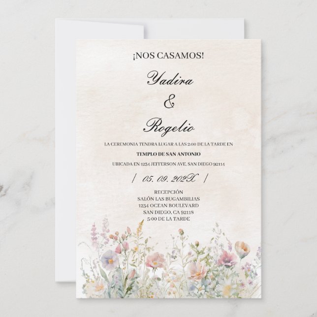 Invacion de boda de flor silvestre inbjudningar (Framsida)