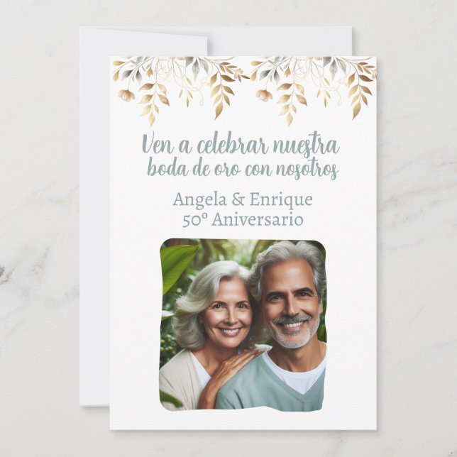 "Invación de boda de oro de 50 años con foto" Inbjudningar (Framsida)