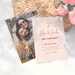 Invación de Boda Retro Setentera Rosa y Rojo Inbjudningar