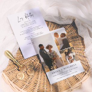 Invación de Boda Todo en Uno Elegante 3 Fotos Inbjudningar