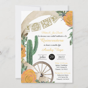 Invación de Charro Huapango Quinceanera, Gult Inbjudningar